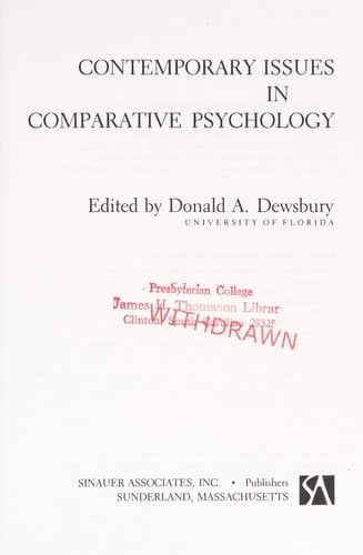 Contemporary issues in comparative psychology