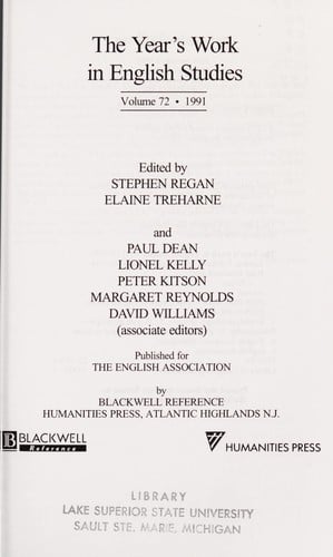 The year's work in English studies