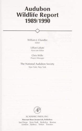 Audubon Wildlife Report, 1989/1990