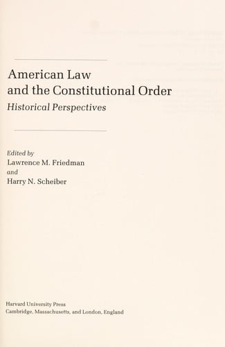American law and the constitutional order