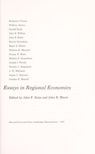 Essays in regional economics