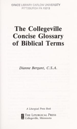 The Collegeville concise glossary of biblical terms