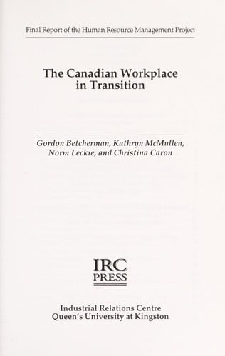 The Canadian workplace in transition