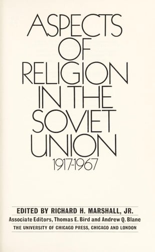 Aspects of religion in the Soviet Union, 1917-1967