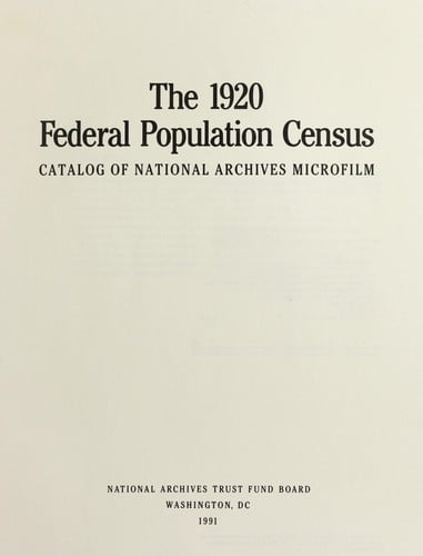 The 1920 federal population census