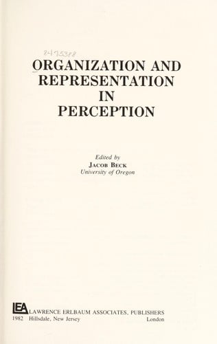 Organization and representation in perception