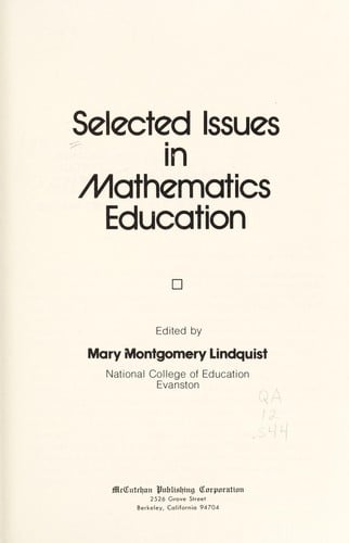 Selected issues in mathematics education