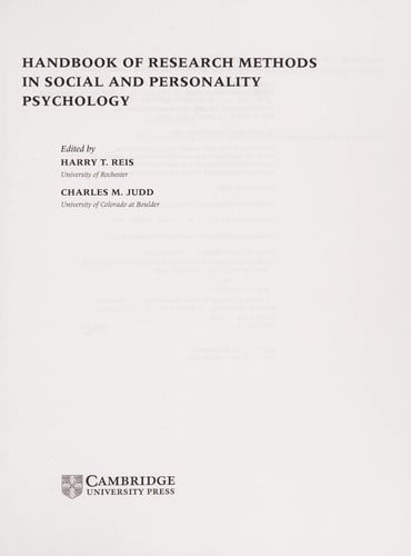 Handbook of research methods in social and personality psychology