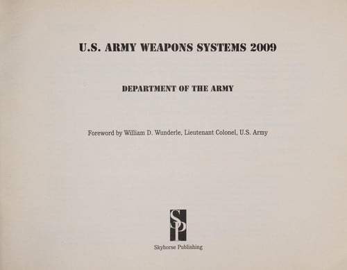 U.S. army weapons systems 2009
