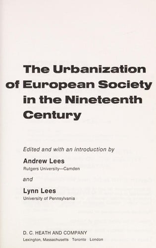 The Urbanization of European society in the nineteenth century