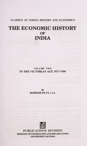 Economic History of India. Vol. 2: In the Victoria age 1837-1900. Reprint ed