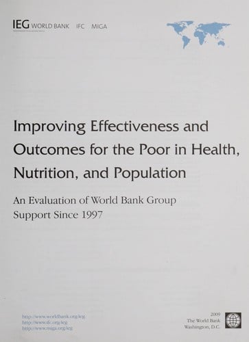 Improving effectiveness and outcomes for the poor in health, nutrition, and population