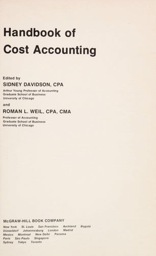 Handbook of cost accounting