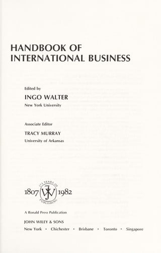 Handbook of international business