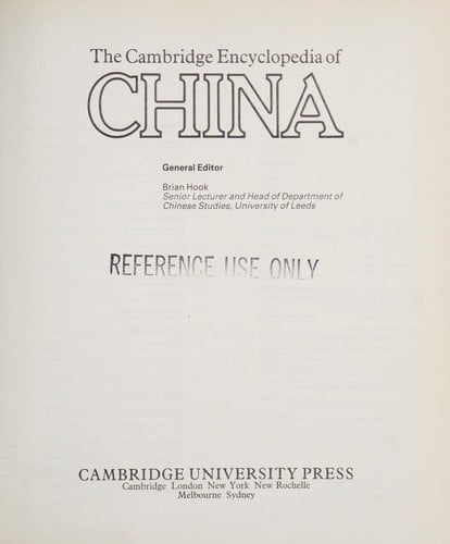 The Cambridge encyclopedia of China