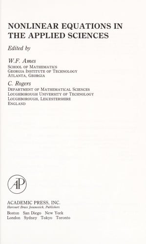 Nonlinear equations in the applied sciences