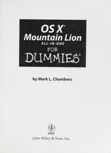 OS X Mountain Lion all-in-one for dummies