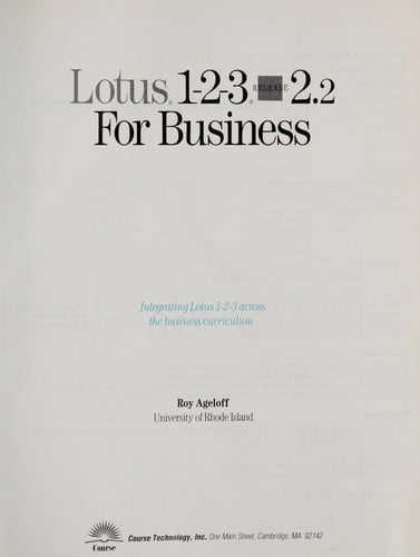Lotus 1-2-3 Release 2.2 for business