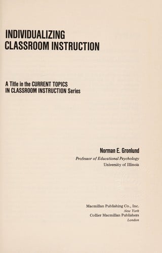 Individualizing classroom instruction