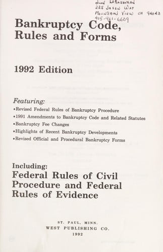 Bankruptcy code, rules and forms