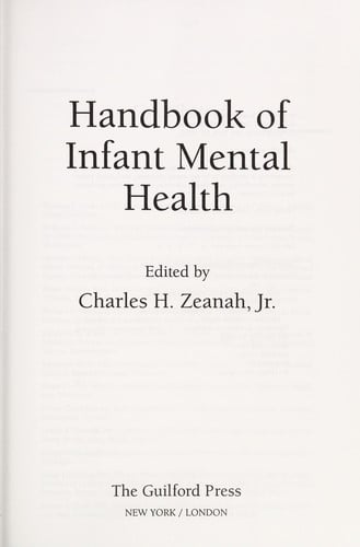Handbook of infant mental health