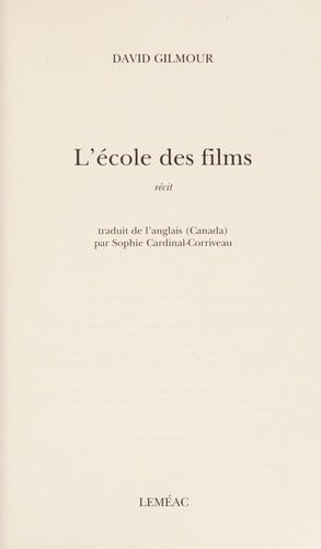 L'école des films