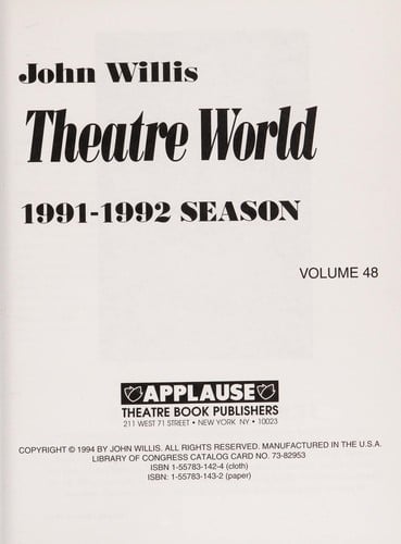Theatre world, 1991-1992 season
