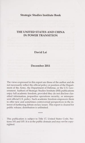 The United States and China in power transition