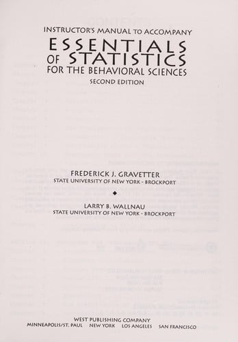 Instructor's manual to accompany Essentials of statistics for the behavioral sciences, second edition