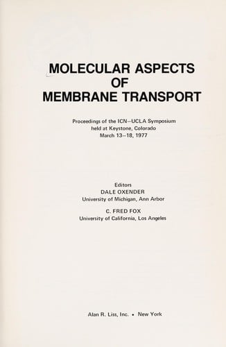 Molecular aspects of membrane transport