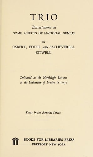 Trio; dissertations on some aspects of national genius