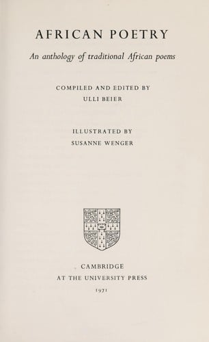 African poetry. An anthology of traditional African poems