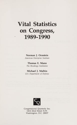 Vital statistics on Congress, 1989-1990