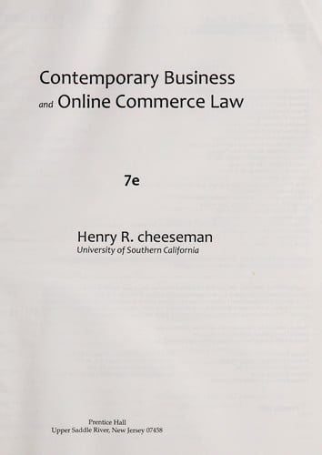 Contemporary business and online commerce law