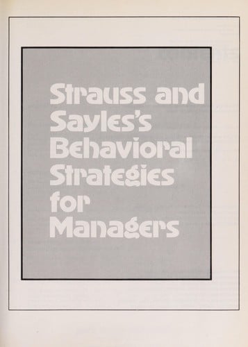 Strauss and Sayles's behavioral strategies for managers