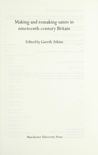 Making and remaking saints in nineteenth-century Britain