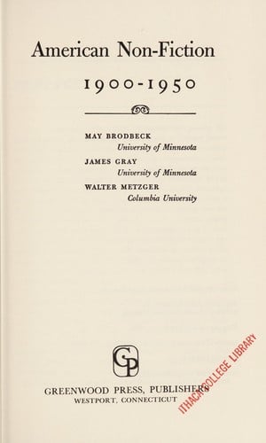 American non-fiction, 1900-1950