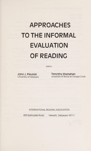 Approaches to the informal evaluation of reading