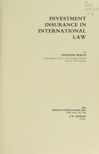 Investment insurance in international law