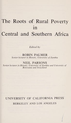 The Roots of rural poverty in central and southern Africa