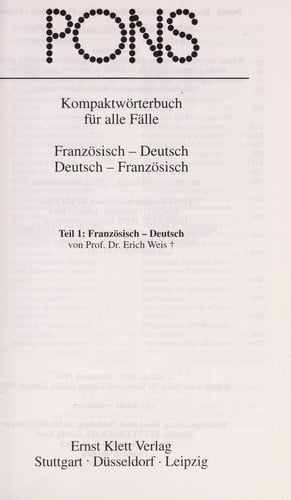 Pons Kompaktworterbuch Franzosisch Deuts