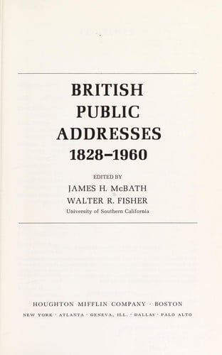 British public addresses, 1828-1960