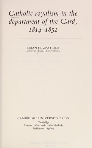 Catholic royalism in the department of the Gard, 1814-1852