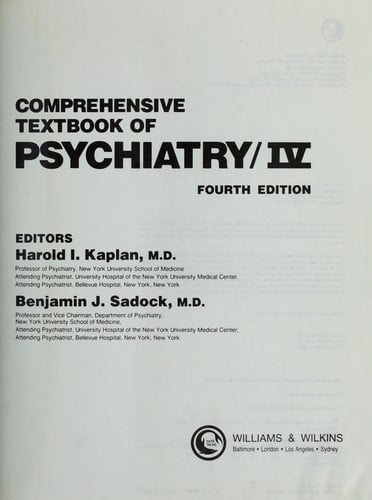 Comprehensive textbook of psychiatry/IV