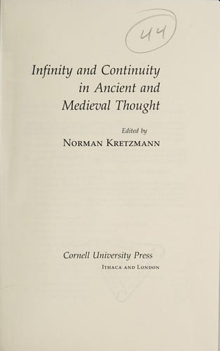 Infinity and continuity in ancient and medieval thought