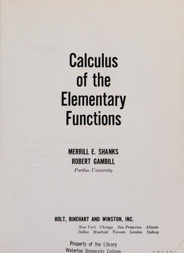 Calculus of the elementary functions