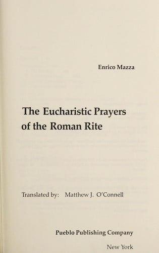 The eucharistic prayers of the Roman rite