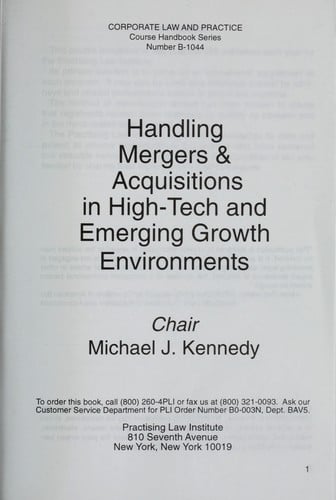 Handling mergers & acquisitions in high-tech and emerging growth environments