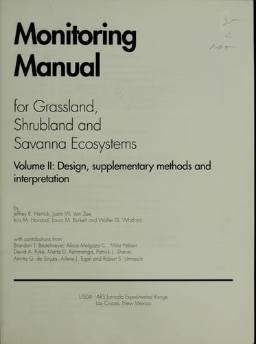 Monitoring manual for grassland, shrubland, and savanna ecosystems