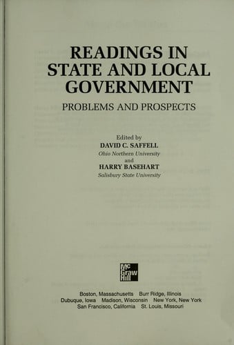 Readings in state and local government